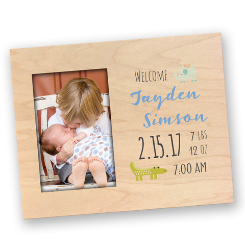 Personalized Newborn Baby Photo Frame with Stats