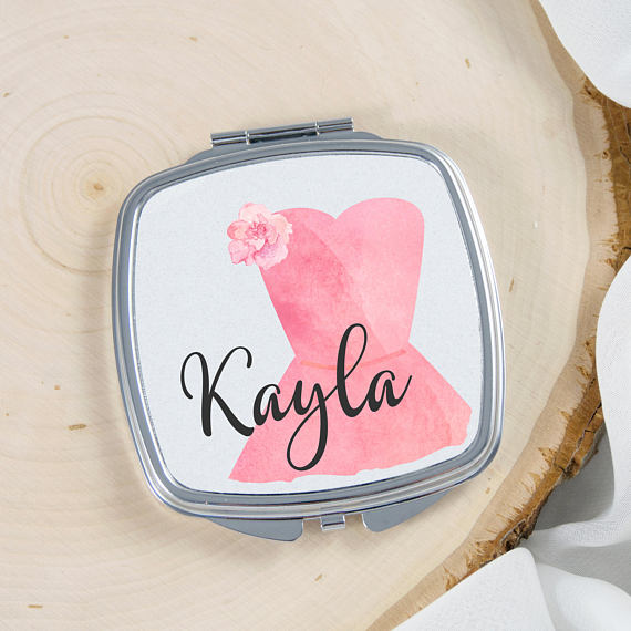 Personalized bridesmaid compact mirror, maid of honor gift, junior bridesmaid gift