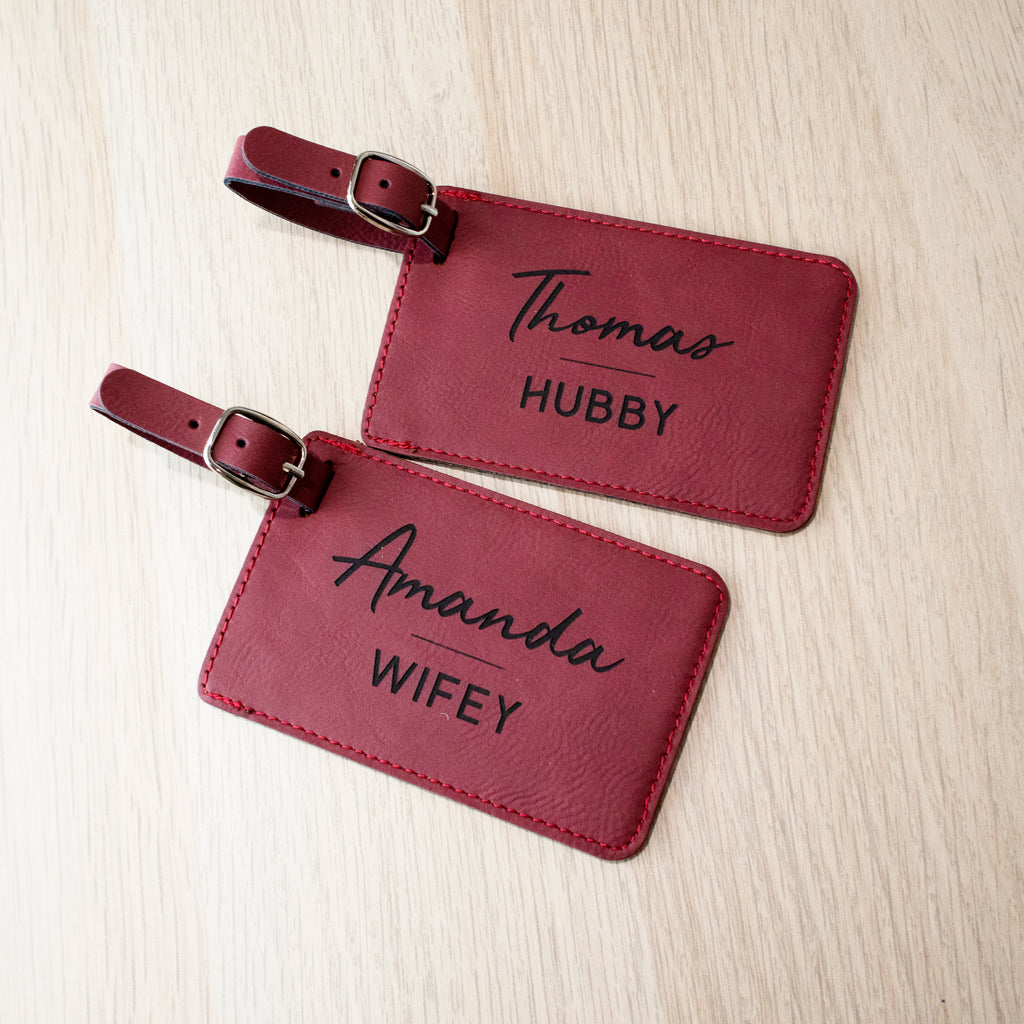 sweet couples' gift, personalized luggage tags, couples' luggage tags, anniversary gift