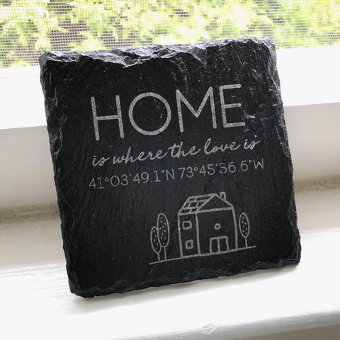Personalized Slate Coasters Set - Home Sweet Home