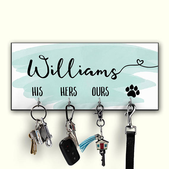 Personalized Key Holder  Watercolor