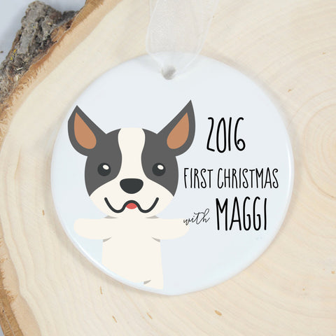 Boston Terrier First Christmas Ornament